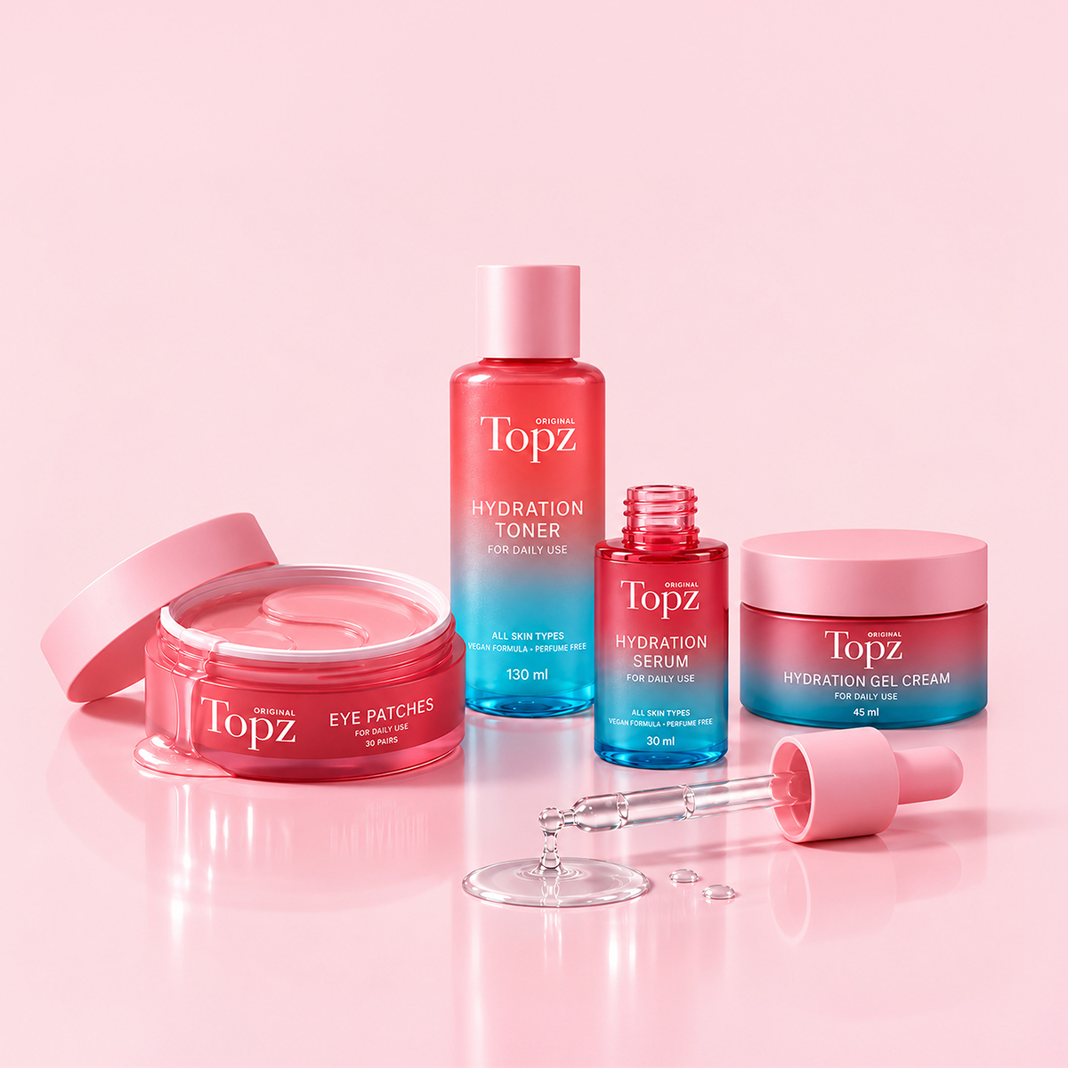 topz-skincare-serum-toner-eyepatches-hydration-gel-cream Topz skincare. Serum, milk toner,eyepatches och hydration gel cream